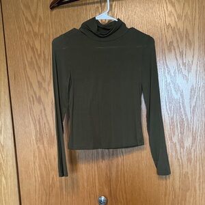 Olive Green Turtleneck Long Sleeve Top
